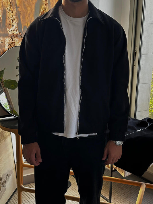 Black Wool Zip Jacket